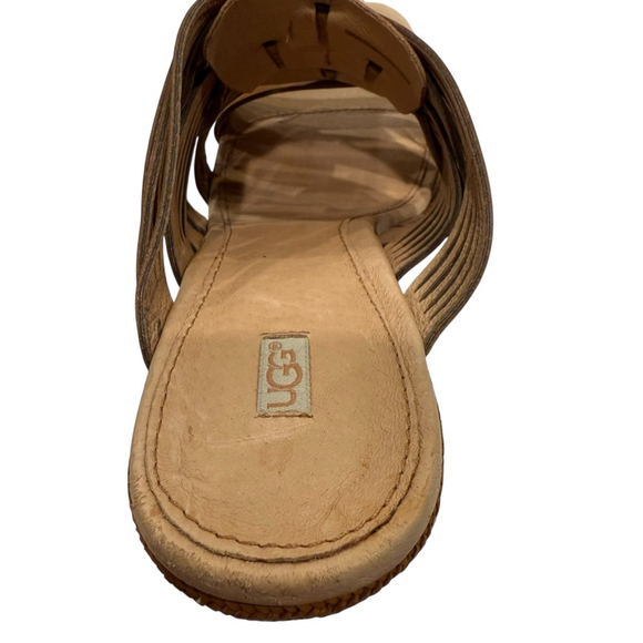 UGG Brown Leather Melinda Wedge Sandals Size 10 - Picture 8 of 11
